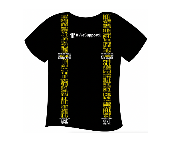 two students wearing #WeSupportU Suspenders4Hope t-shirts