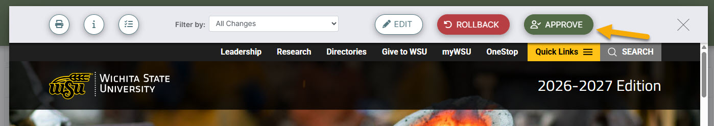 Screenshot pointing out the Approve Button