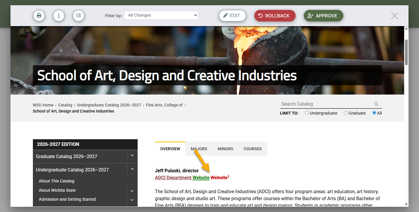 Screenshot identifying red and green markup on page