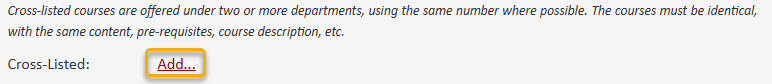 Screenshot of adding cross-list course
