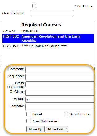 Screenshot with the Additional Features on Course List highlighted