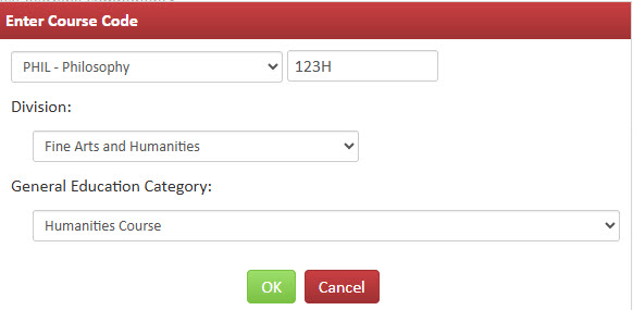 Screenshot of cross-list course information fields