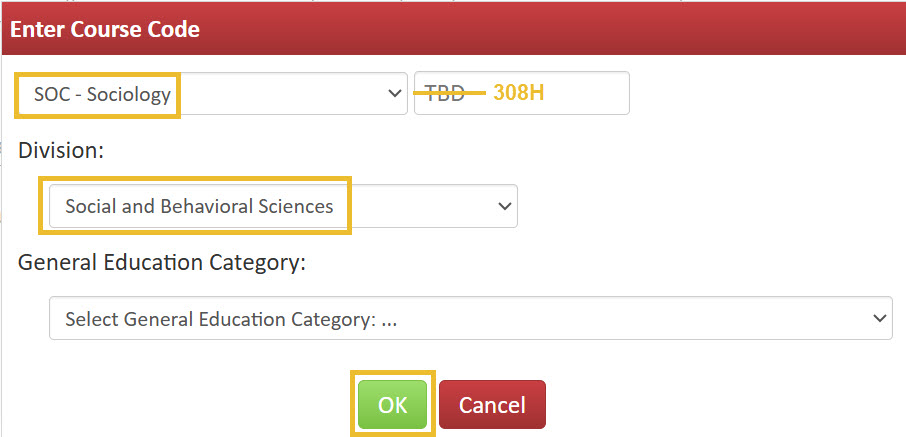 Computer image showing cross-list fields