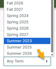 Screenshot showing how to filter proposals by term