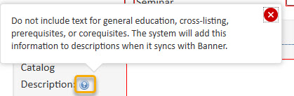 Screenshot of example of a Help Bubble open on a CIM form