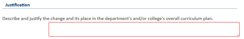 Screenshot of Justification section