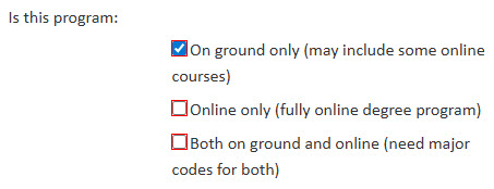 Screenshot of the On Ground or Online question