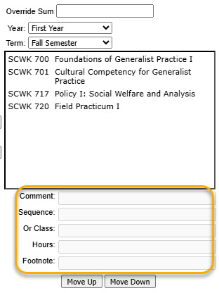Screenshot with the Additional Features on Plan of Study highlighted