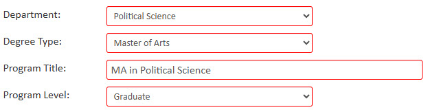 Screenshot of program overview information