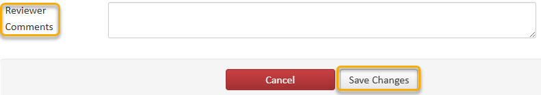 Screenshot highlighting reviwer comments and Save Changes button