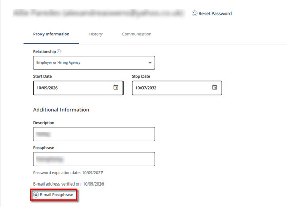 Image of Email Passphrase radio button