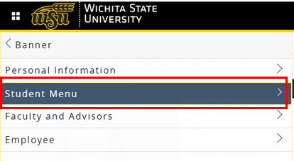 Image of Student Menu link