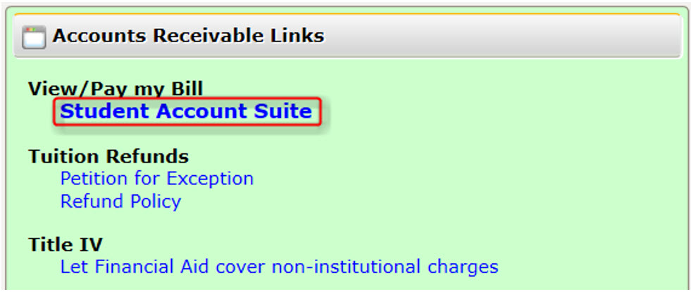 computer image of Accounts Receivable links available