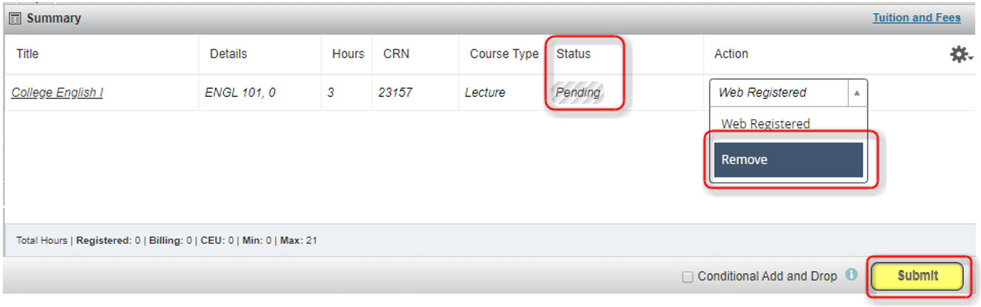 computer image showing the Action drop-down menu