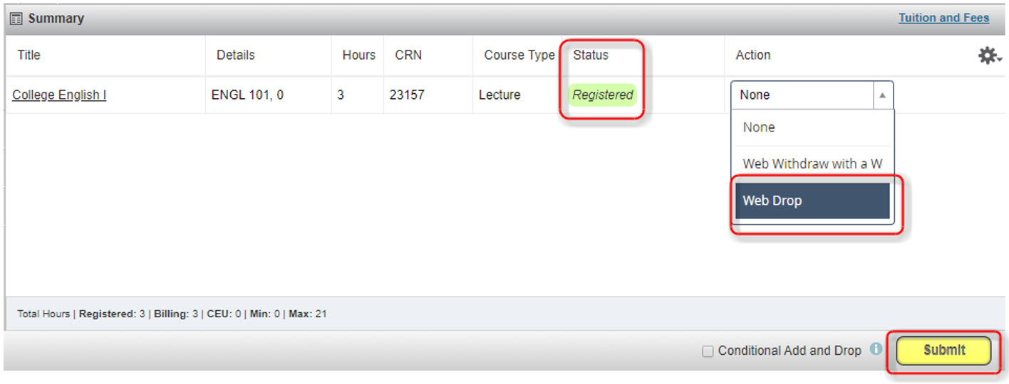 computer image showing Web Drop option