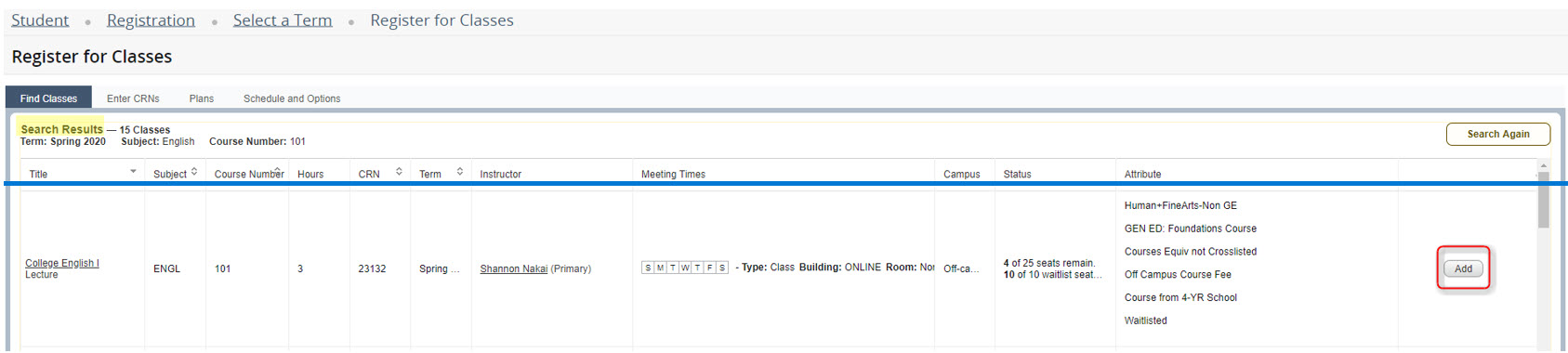 computer image showing search results