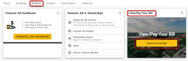 Image of Student Account Suite link