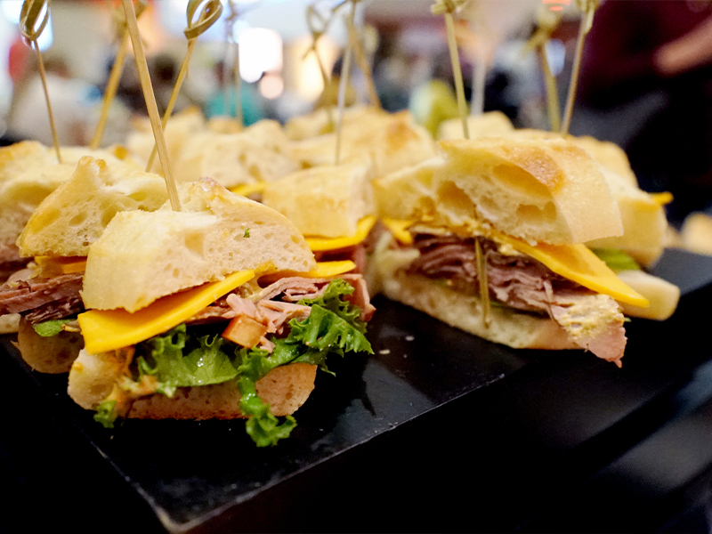 Various sandwiches on display.