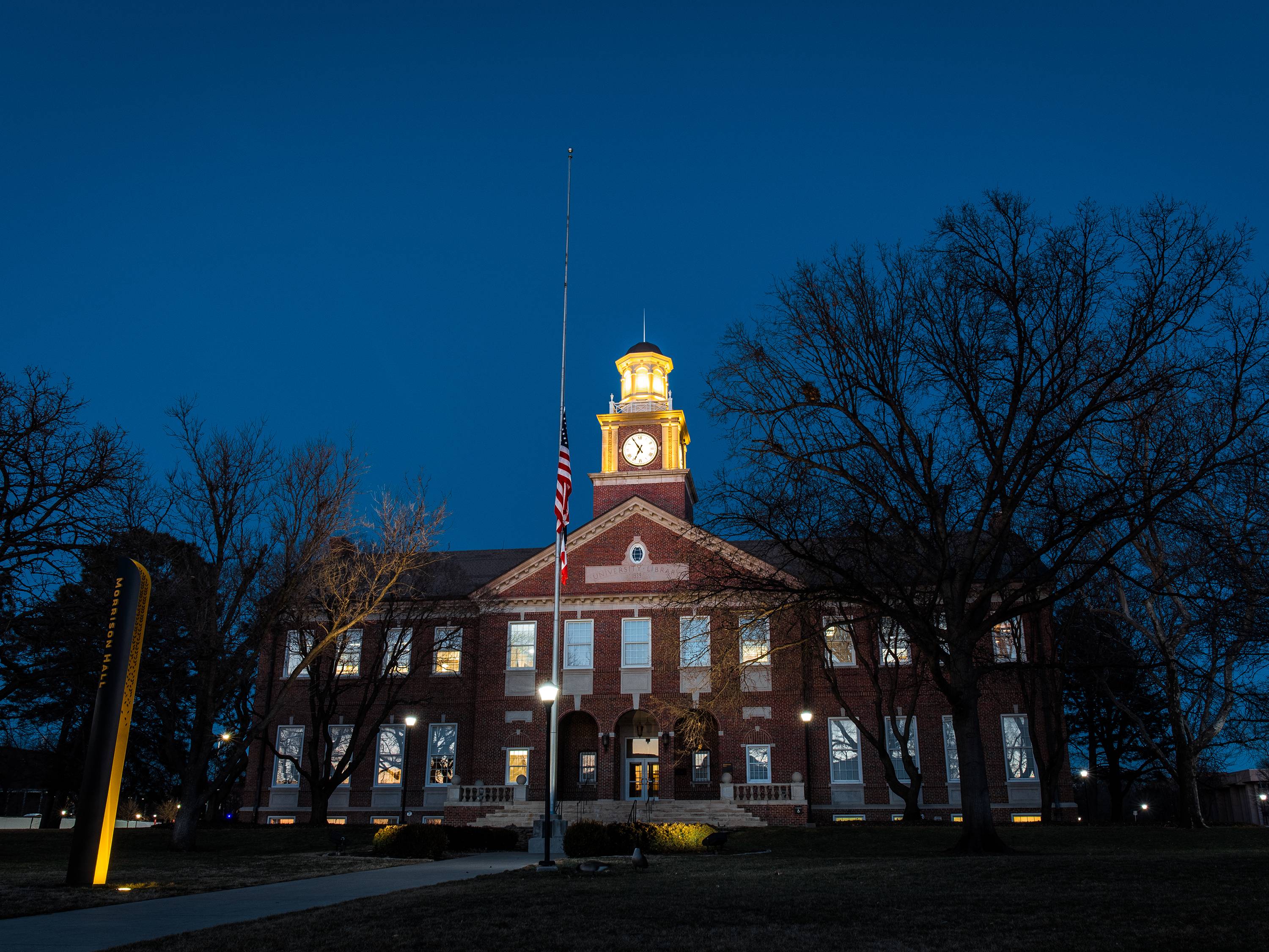 Morrison Hall at night