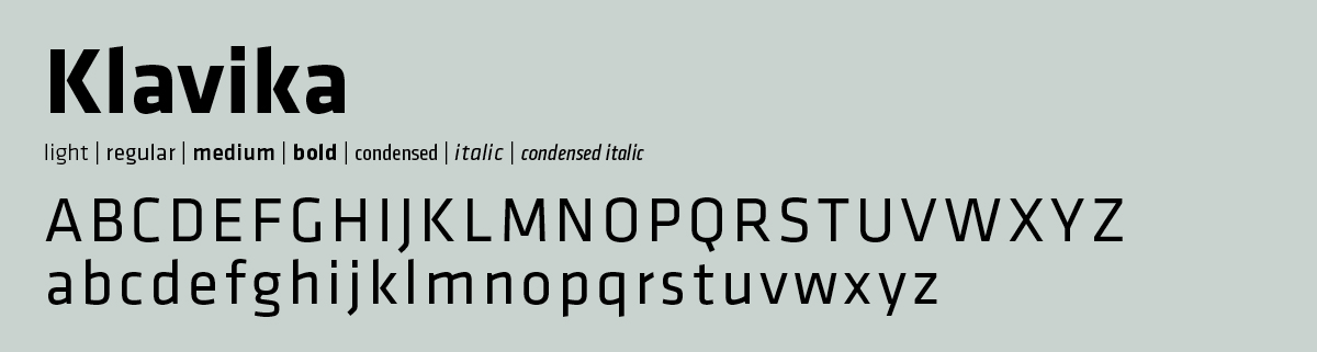 Klavika font specimen