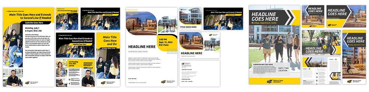 Thumbnails of three different WSU-themed design templates