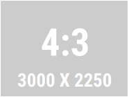 Gray icon demonstrating the hero image ratio of 4:3 and the 3000x2250 pixel size