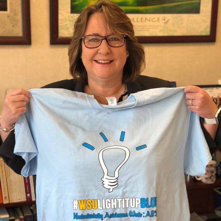 Teri Hall #WSULightUpBlue shirt