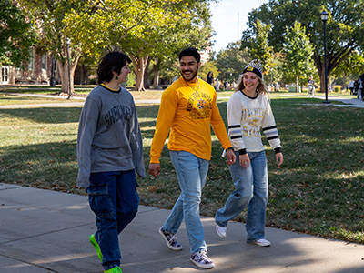 students walking on campus