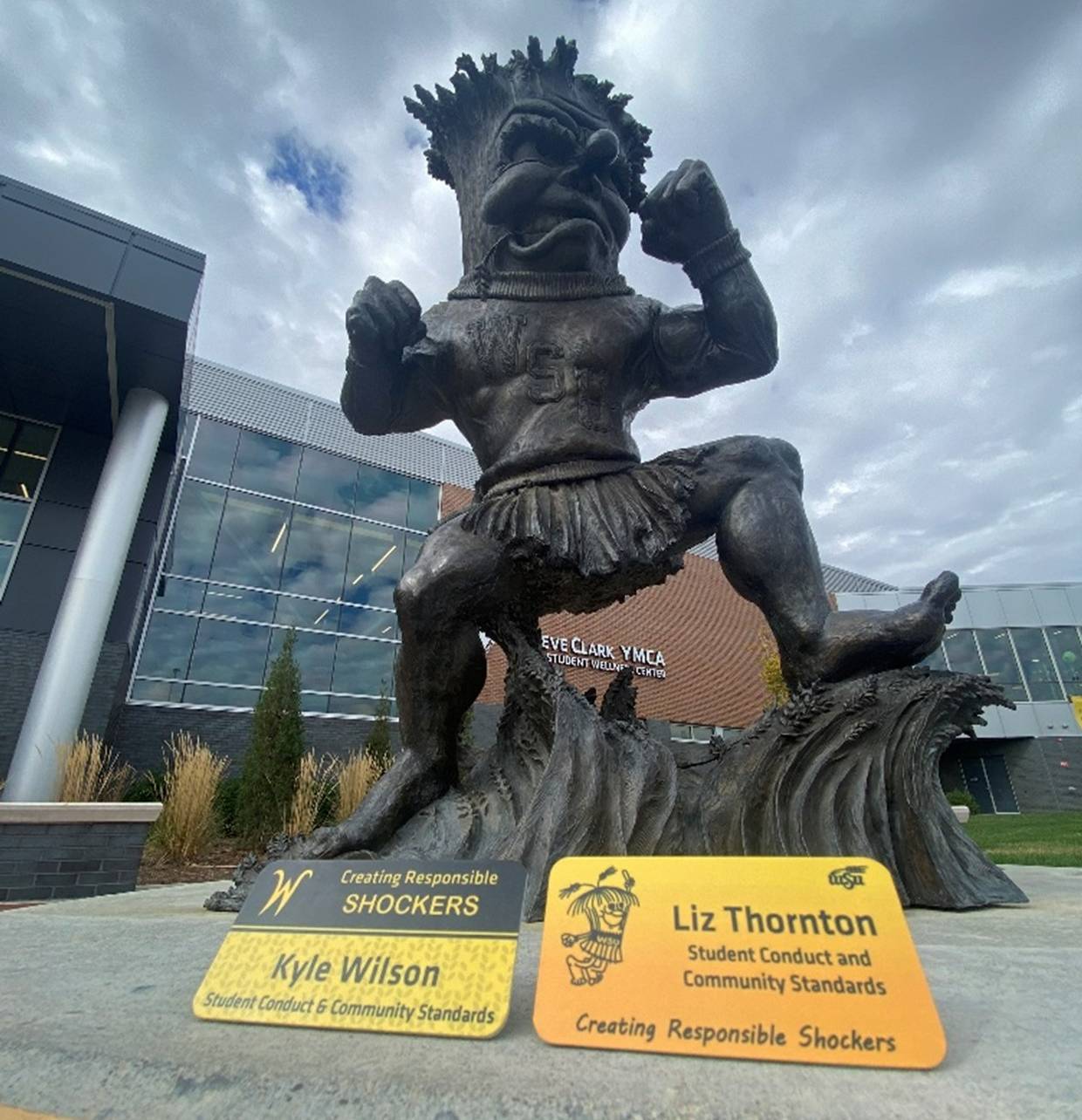 WuShock Statue with two nametags in front