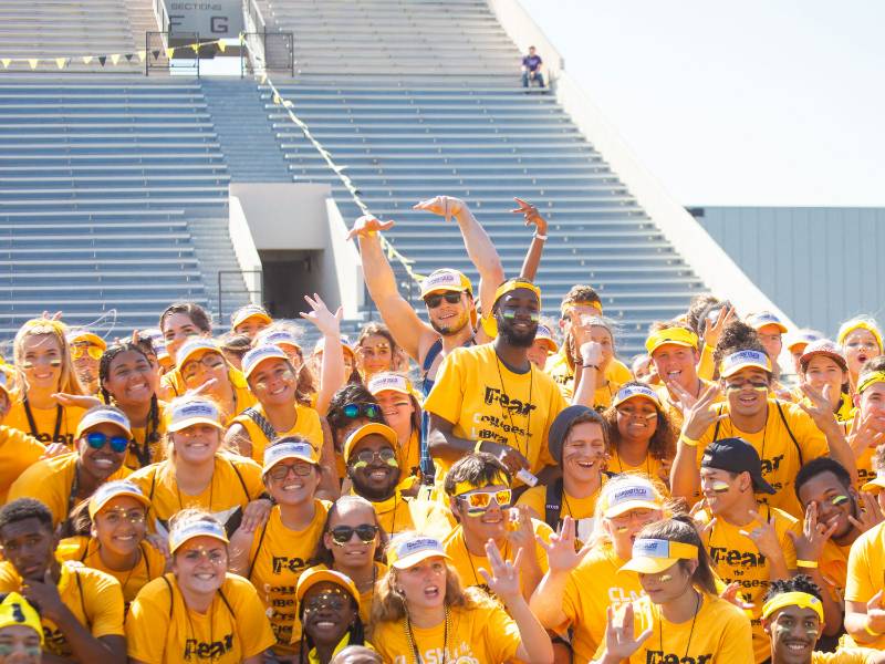 Student team cheering