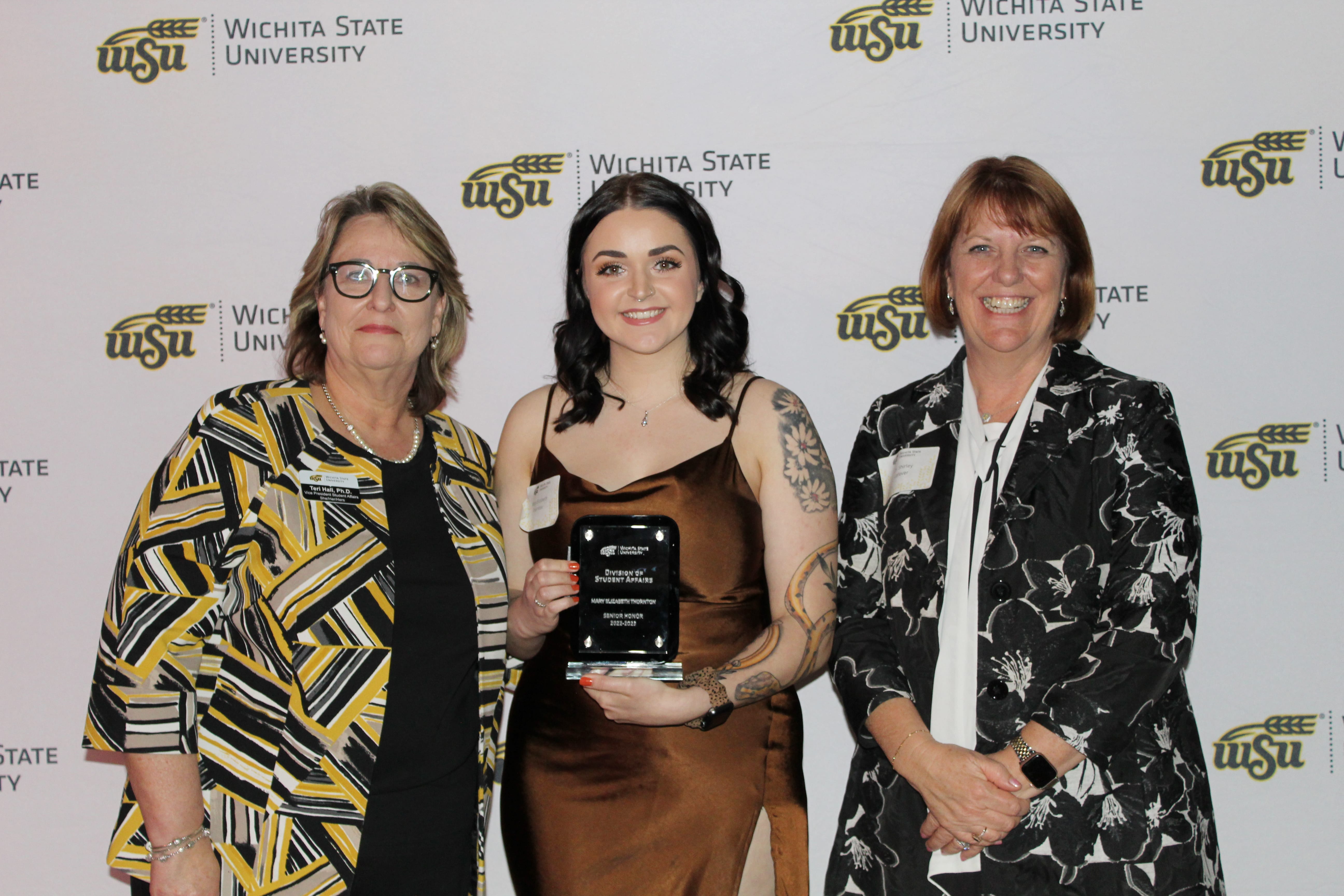 Teri Hall and Shirley Lefever pose with award honoree