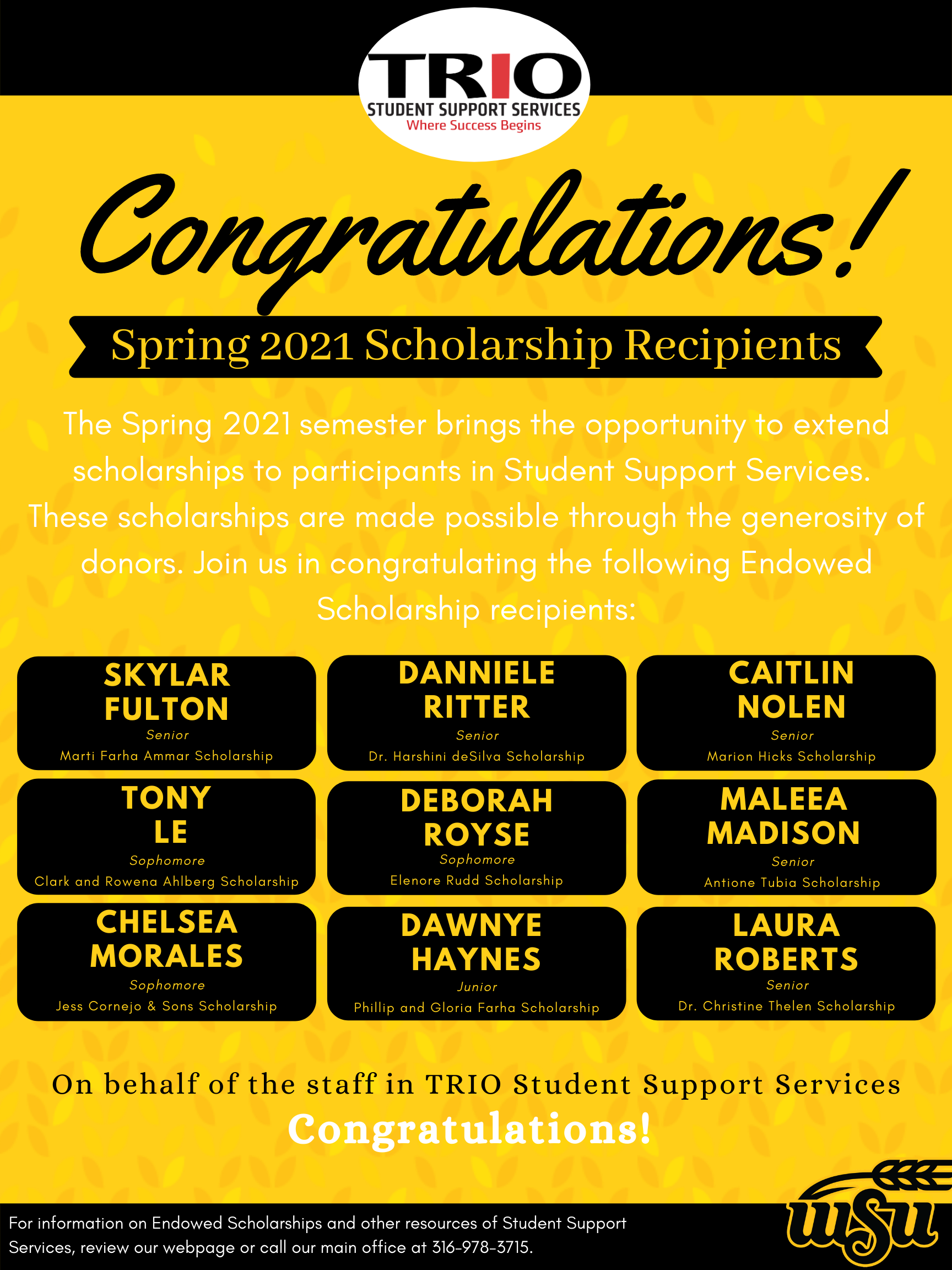 Spring 2021 Scholarship Recipents