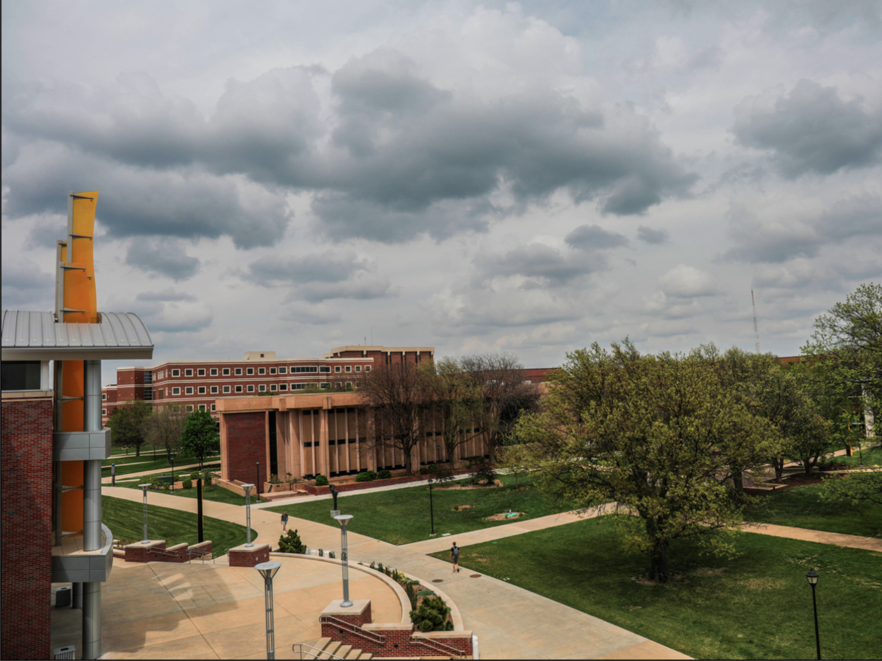 Photo of the view of campus from the Rhatigan Student Center roof. 