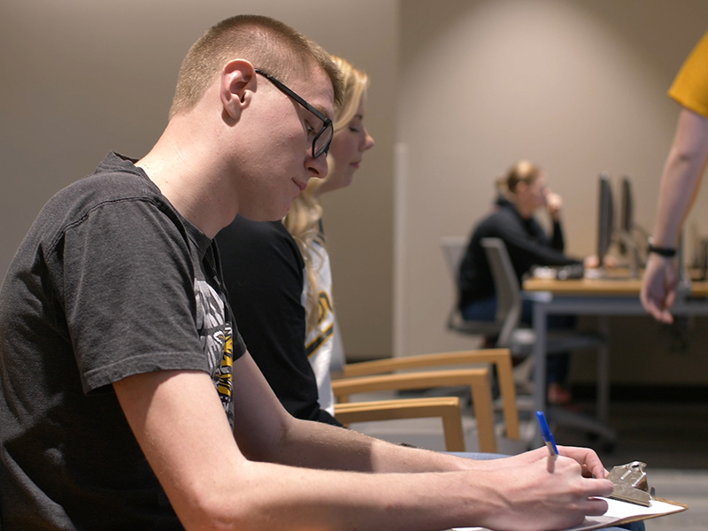 Students in the lobby