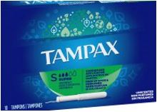 box of tampons, menstrual hygiene product. Box contains 10 tampons