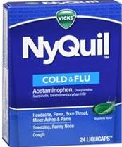 NyQuil with 28 tablets including Multi-Ingredient: Acetaminophen, Dextromethorphan, Doxylamine Succinate