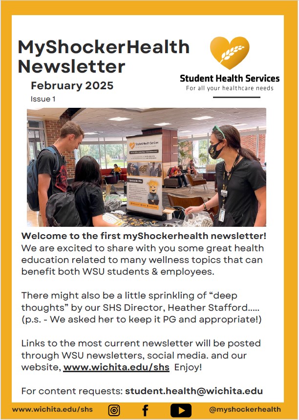 Mock of the front page of the myShockerhealth Newsletter