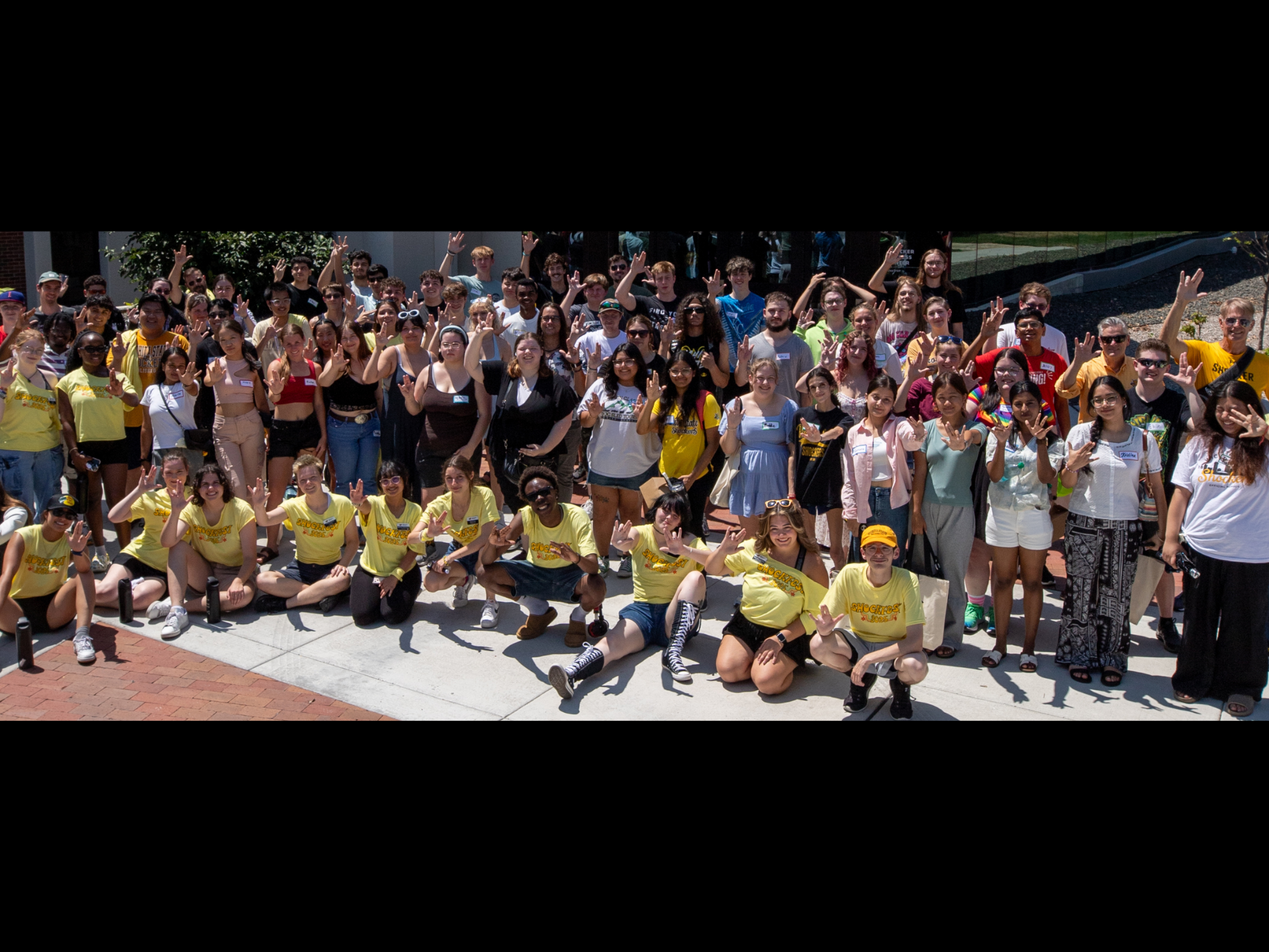 Students posing for the big picture at shockfest