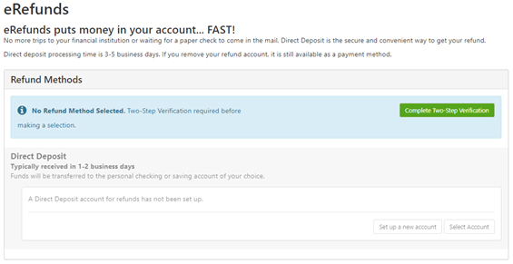 Refunds screen