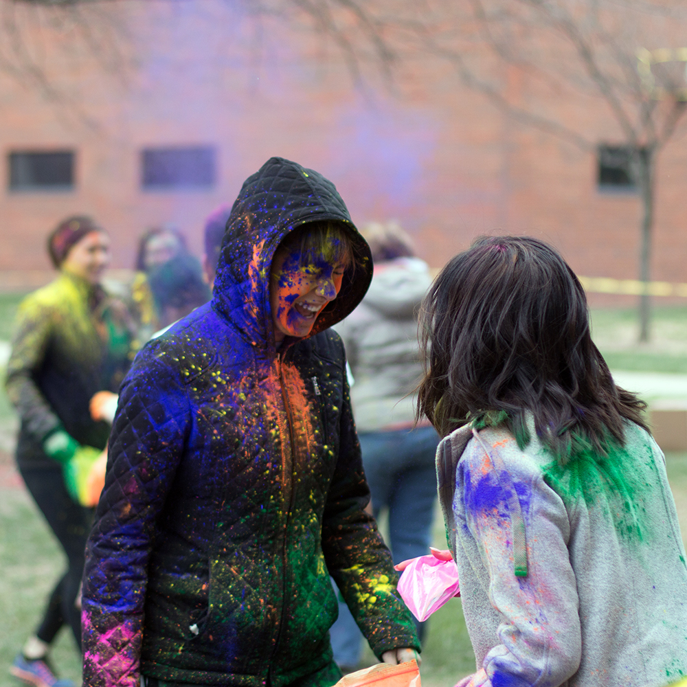 Students celebrating Holi.