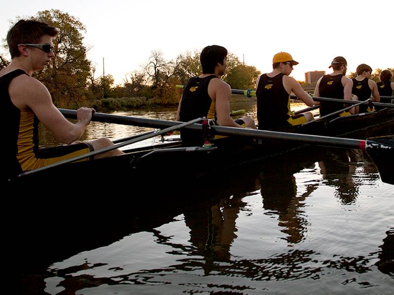 Shocker rowing team out on the Arkansas river.