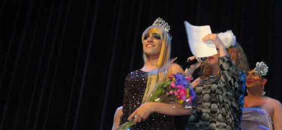 Photo of competitors in the Drag Show. 