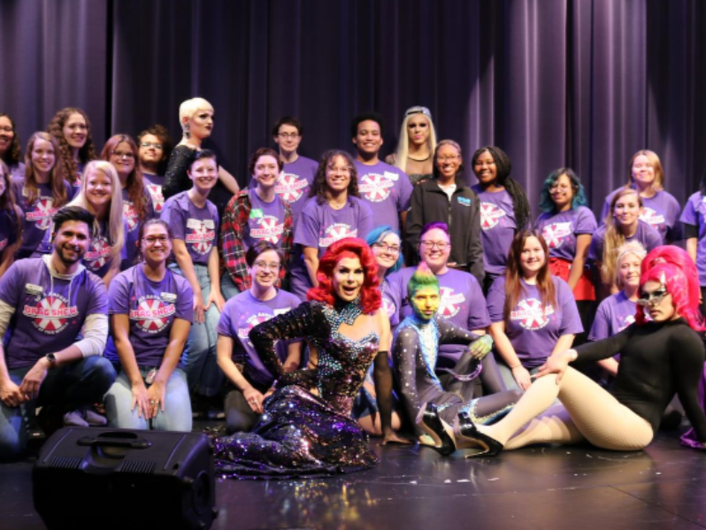 SAC group photo with drag star