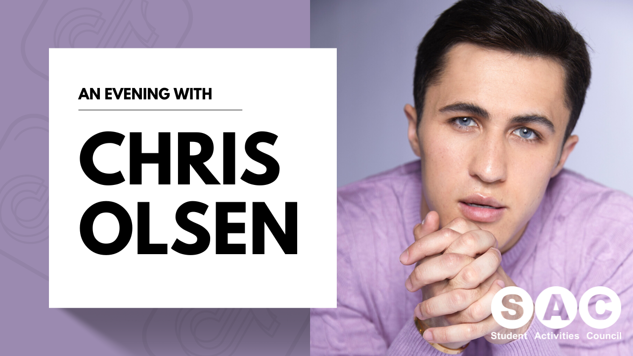 Decorative banner graphic for An Evening with Chris Olsen