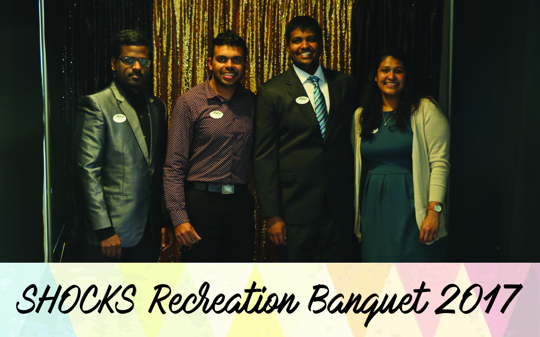 Three men and a woman at SHOCKS Recreation Banquet 2017
