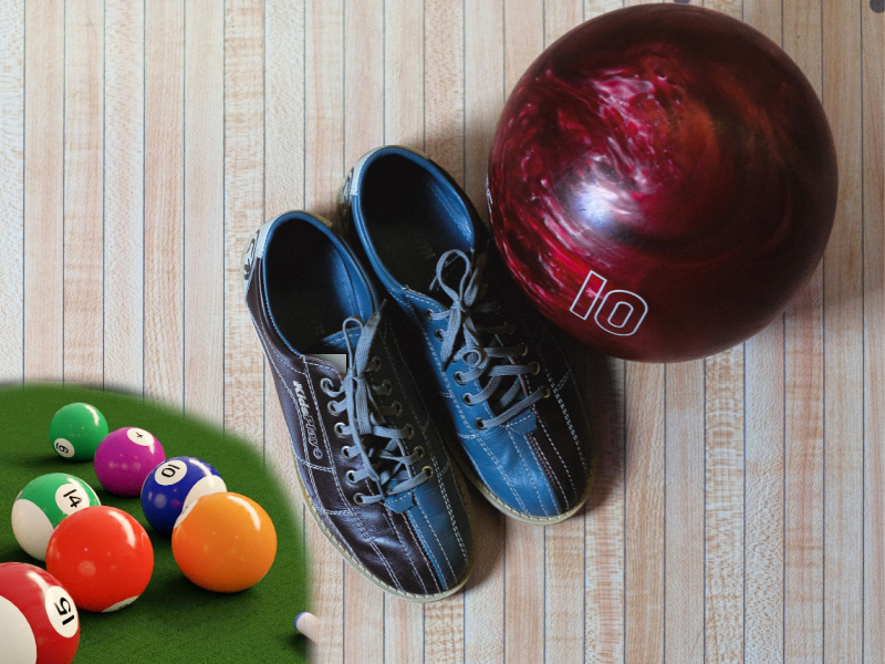 billiard balls and bowling ball