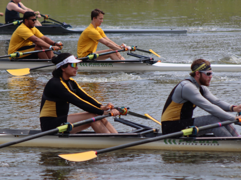 Plains Regional Regatta with three shells of rowers highlighted