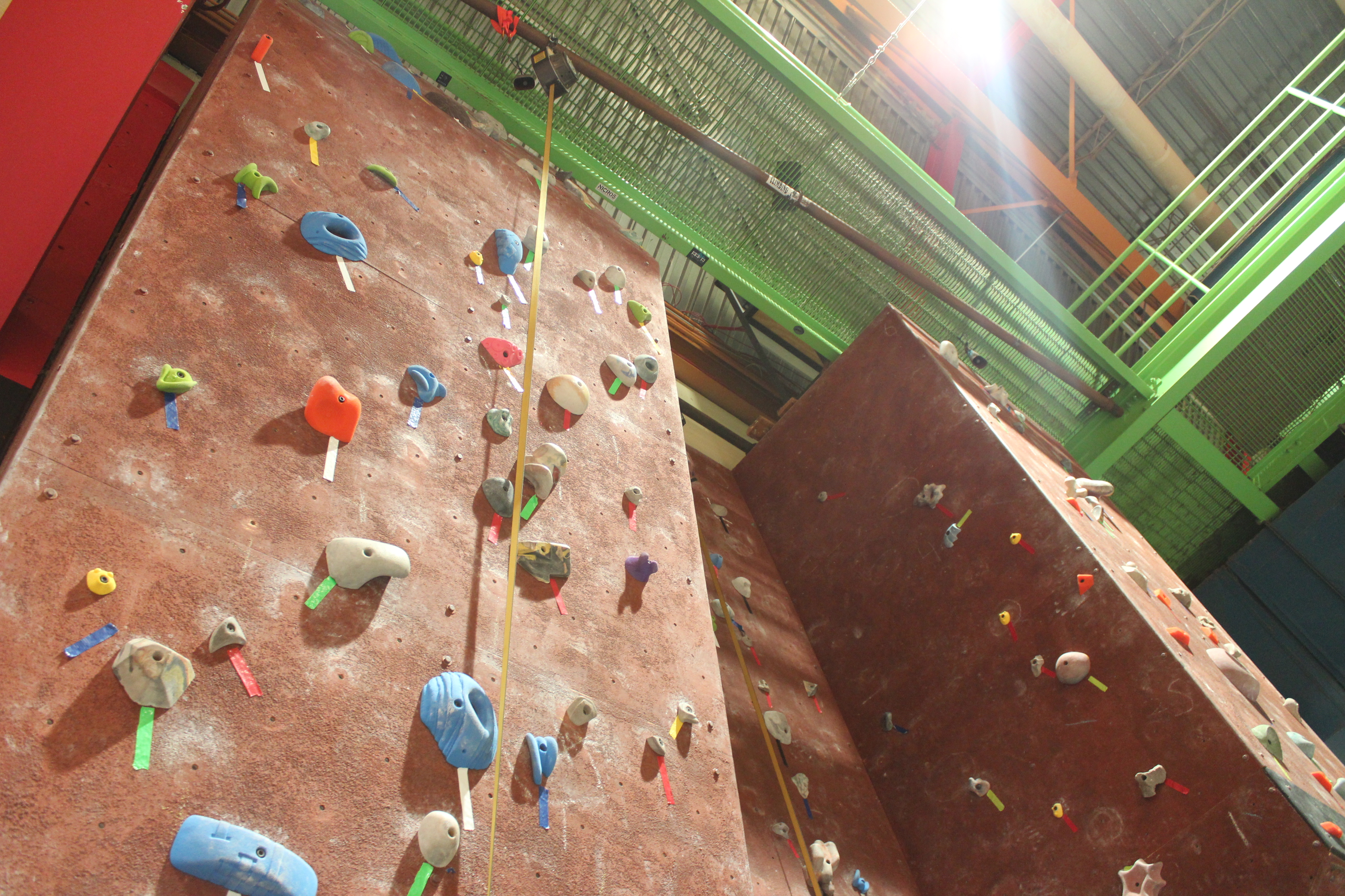 image of the climbing wall. no one is on it