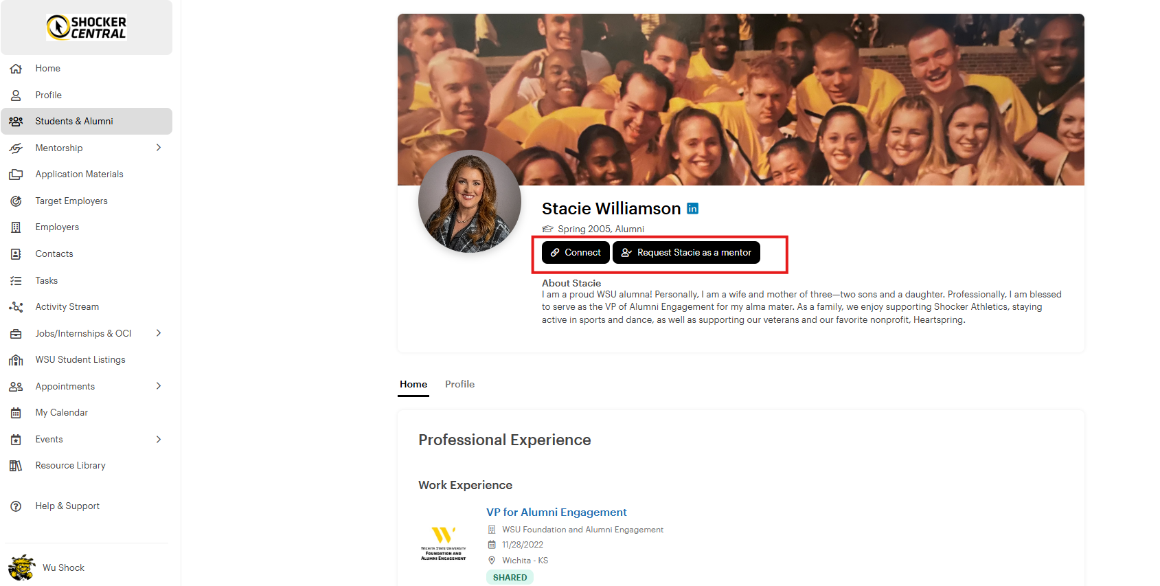 Shocker Central Student 12 Alumni Connect