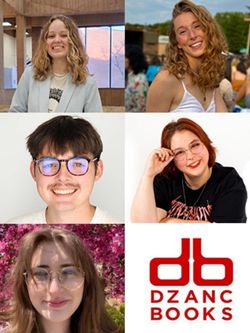 Headshots of featured students alongside Dzanc Books logo